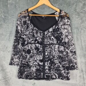 Womens Top XL Corset Babydoll Y2K Floral Lace Fairy Grunge Whimsigoth Goth Edgy